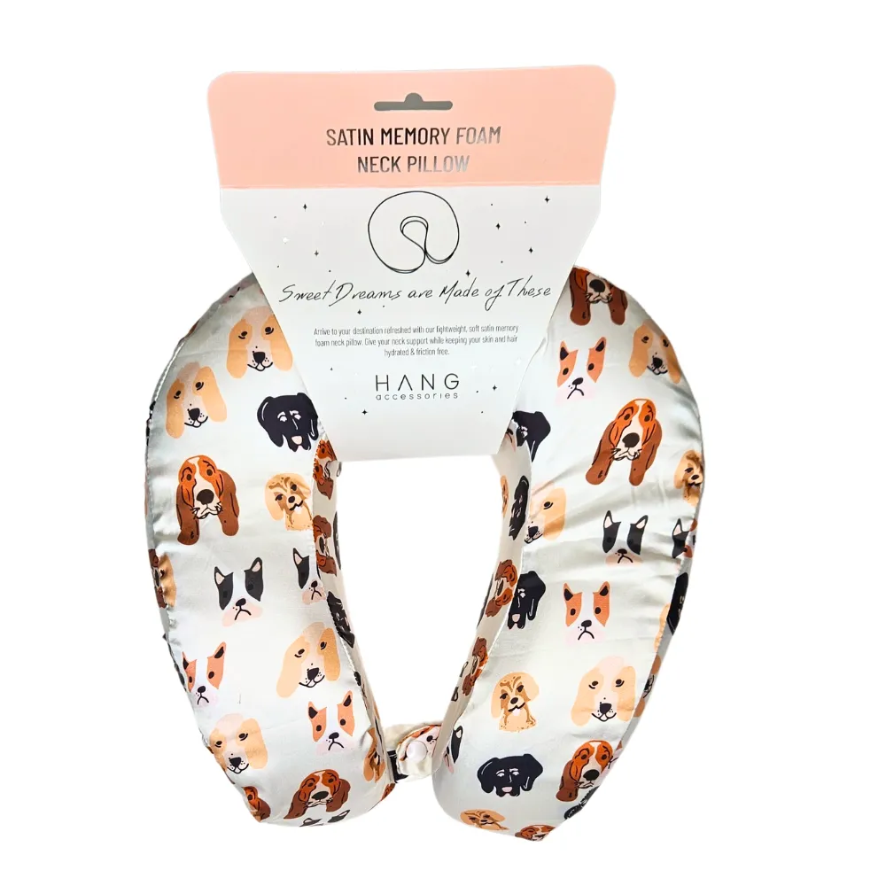 Dog Satin Memory Foam Neck Pillow