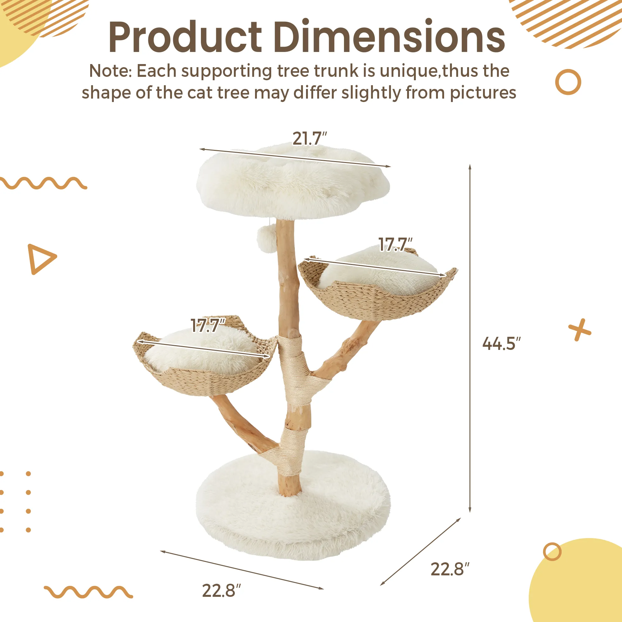 EROMMY Wood Cat Tower with Scratching Post