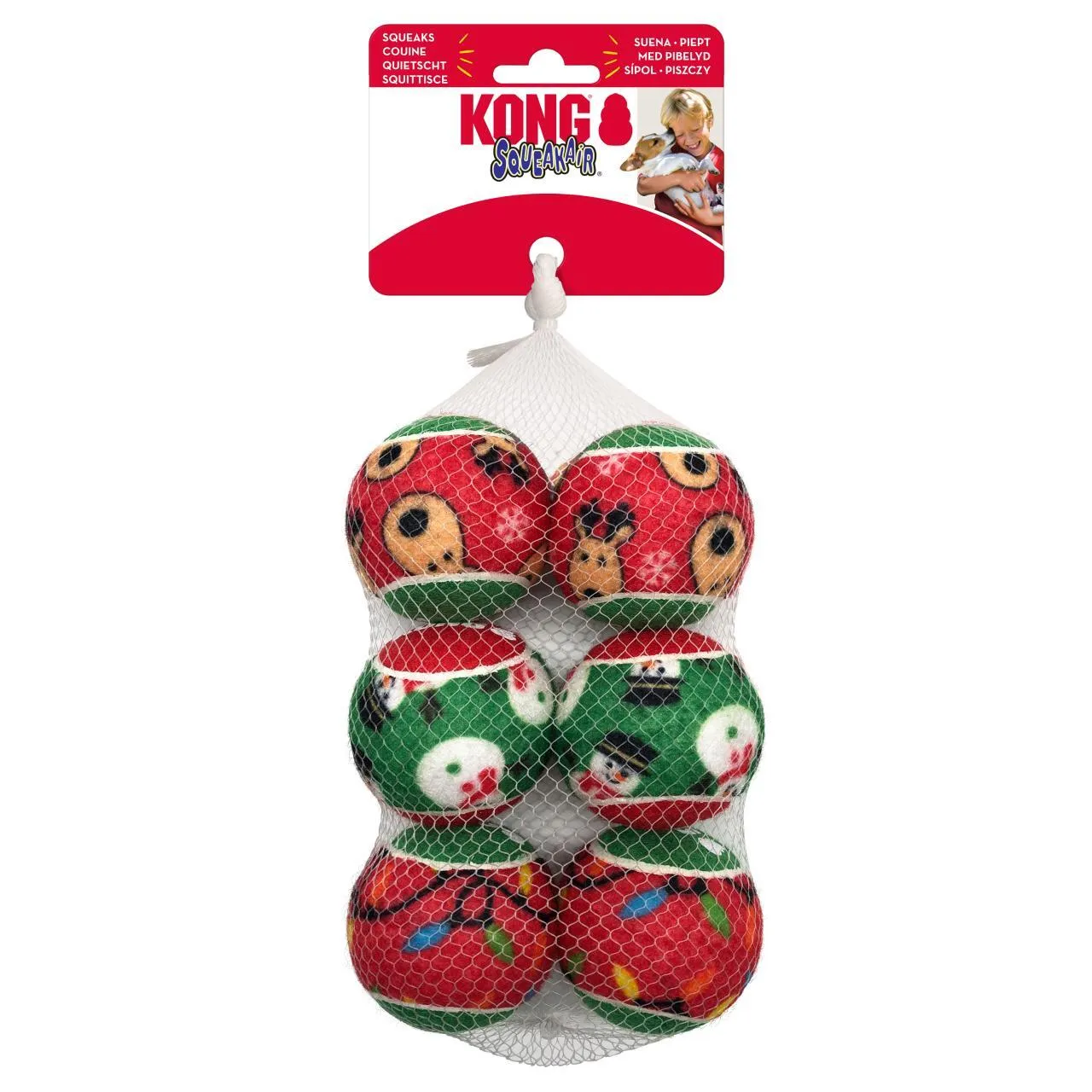 Kong Christmas Holiday Squeak Air Ball Fetch 6 Pack