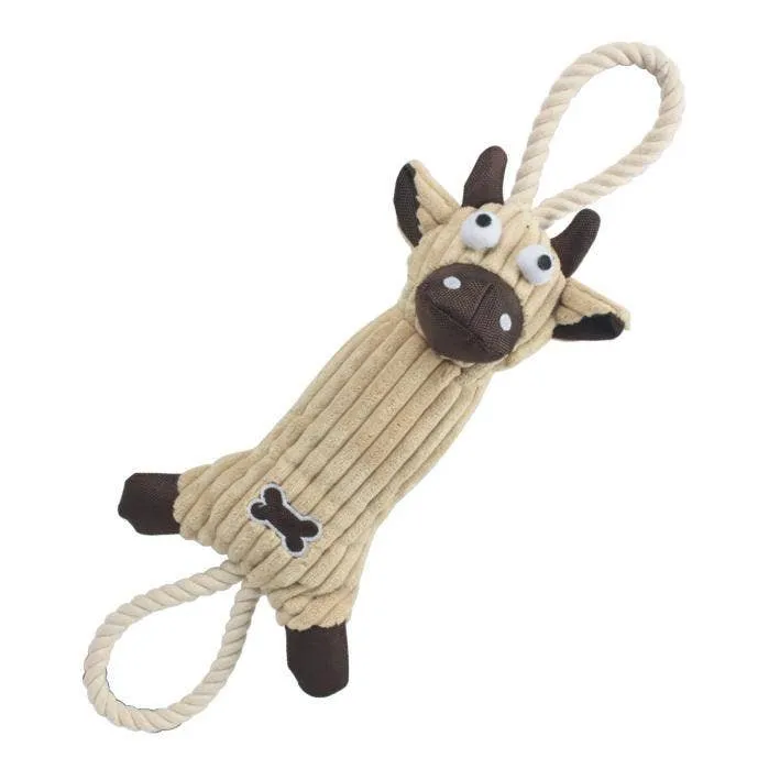 Pet Life Jute And Rope Cow Plush Dog Toy